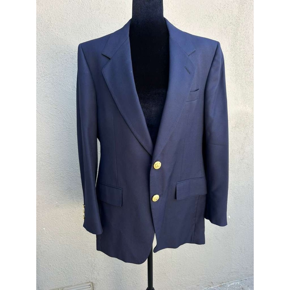 Malibu Clothes Beverly Hills Navy Blue Gold Button Blazer Sport Coat Mens 42R